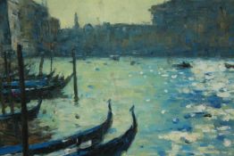 John Neale. Impressionist style view of Venice. Mid twentieth century in an older decorative framed.