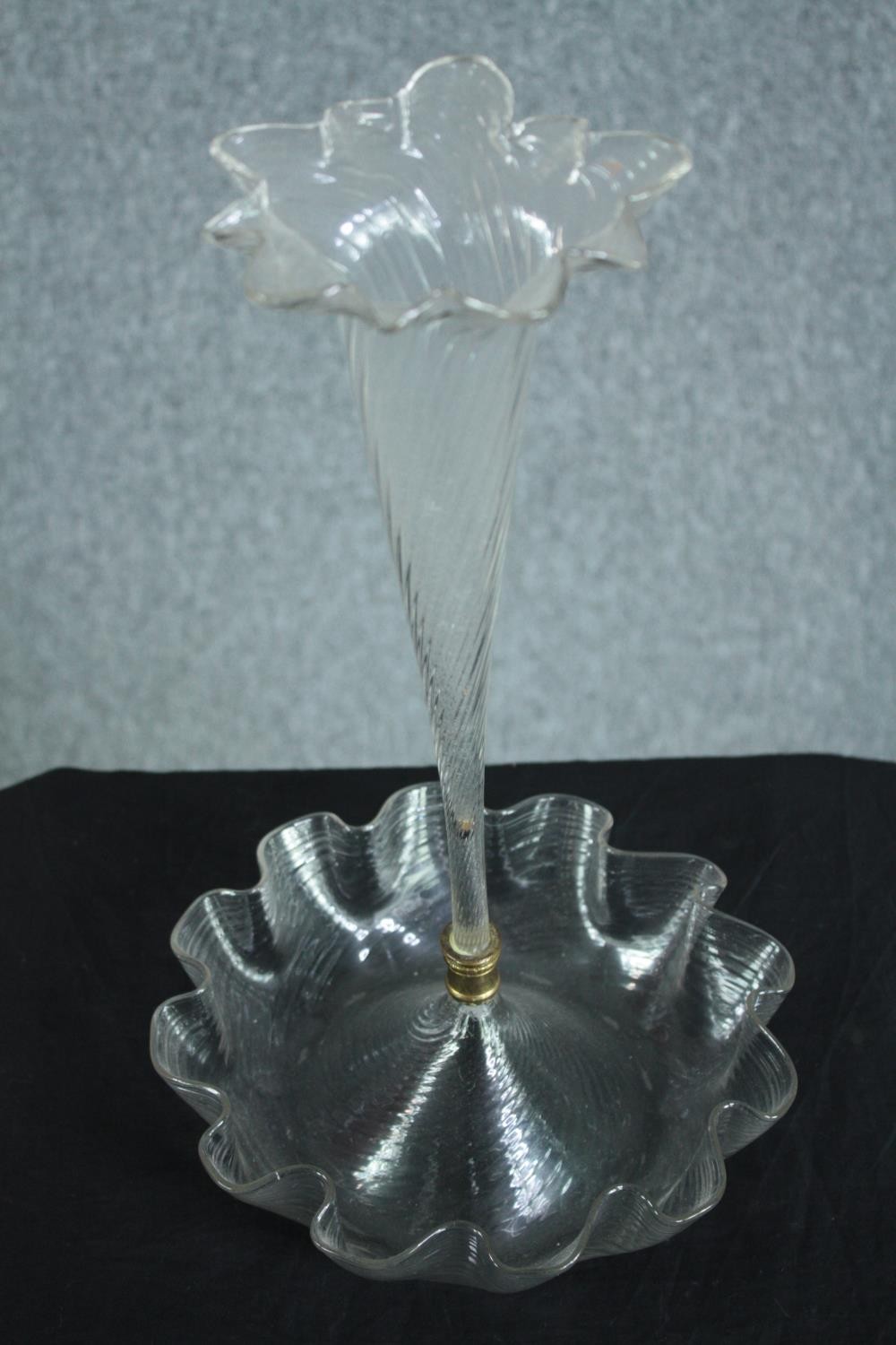 An ornate glass stem vase in the shape of flower. early twentieth century. H.39 cm. - Image 2 of 4