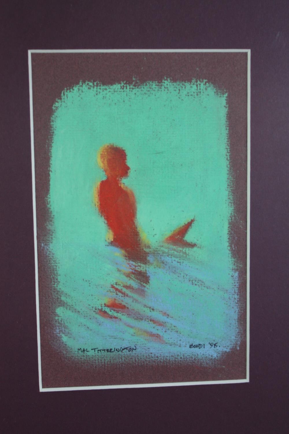 Pastels on paper. Surfing. Signed 'Mal Titterington'. Framed. H.36 W.80 cm. - Image 3 of 9