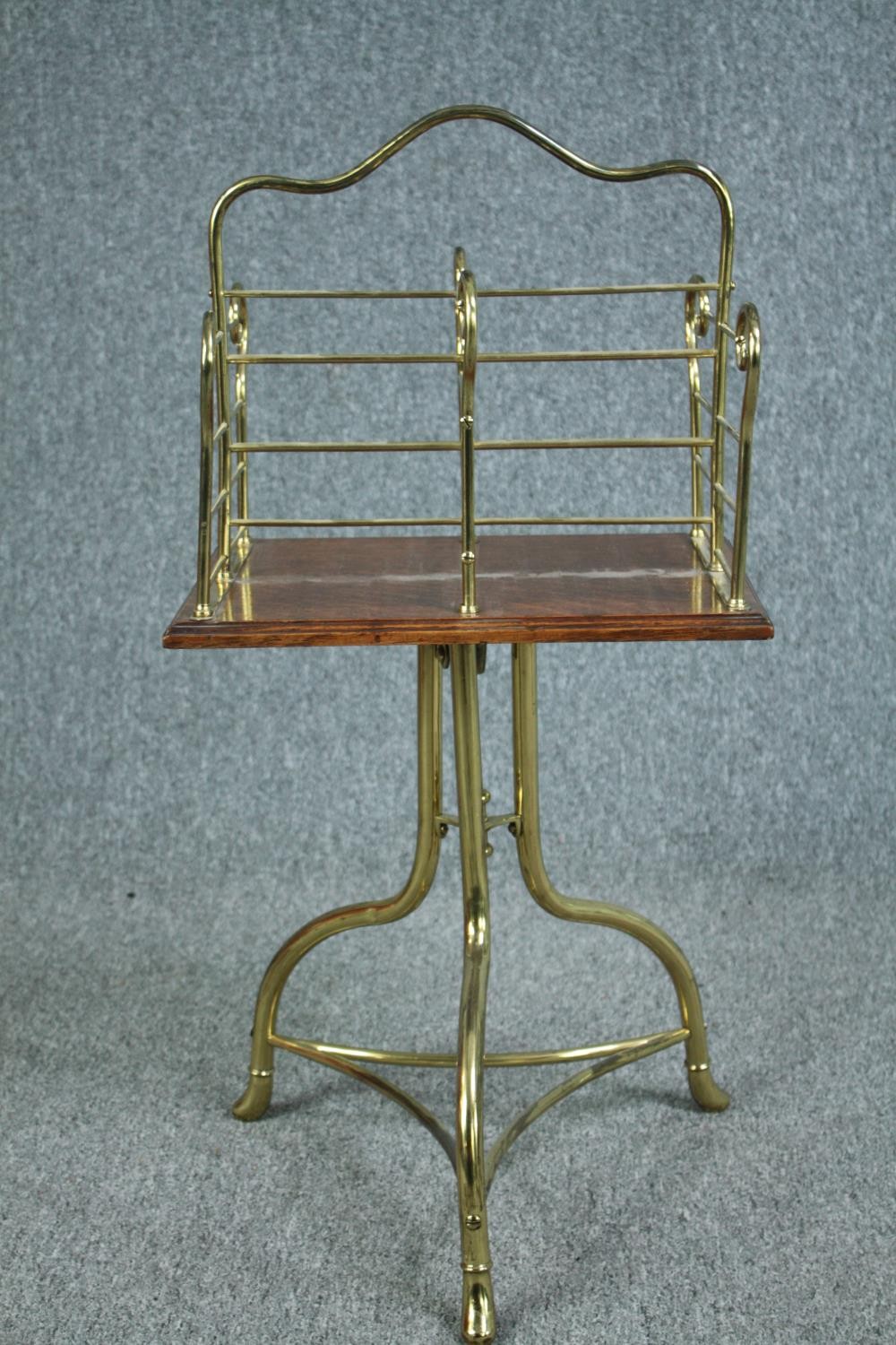 Revolving bookcase, late 19th century brass and oak. H.84 W.40 D.29cm. - Image 4 of 4