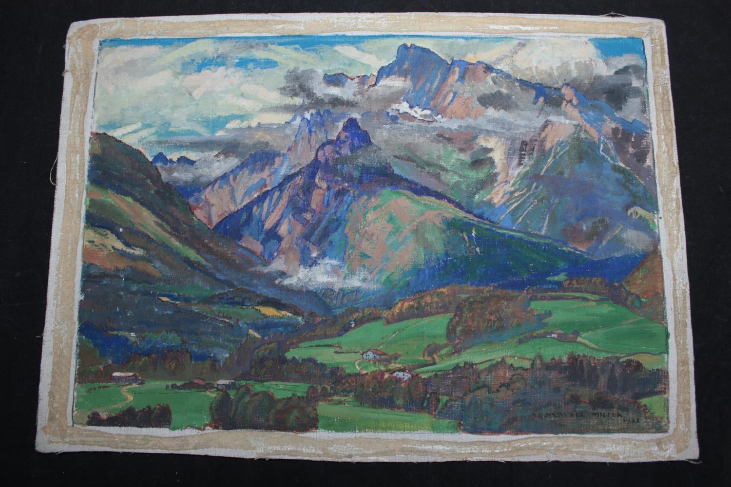 Archibald Elliot Haswell-Miller (British. 1887 - 1979). Oil painting on canvas. Scottish mountain - Image 2 of 5
