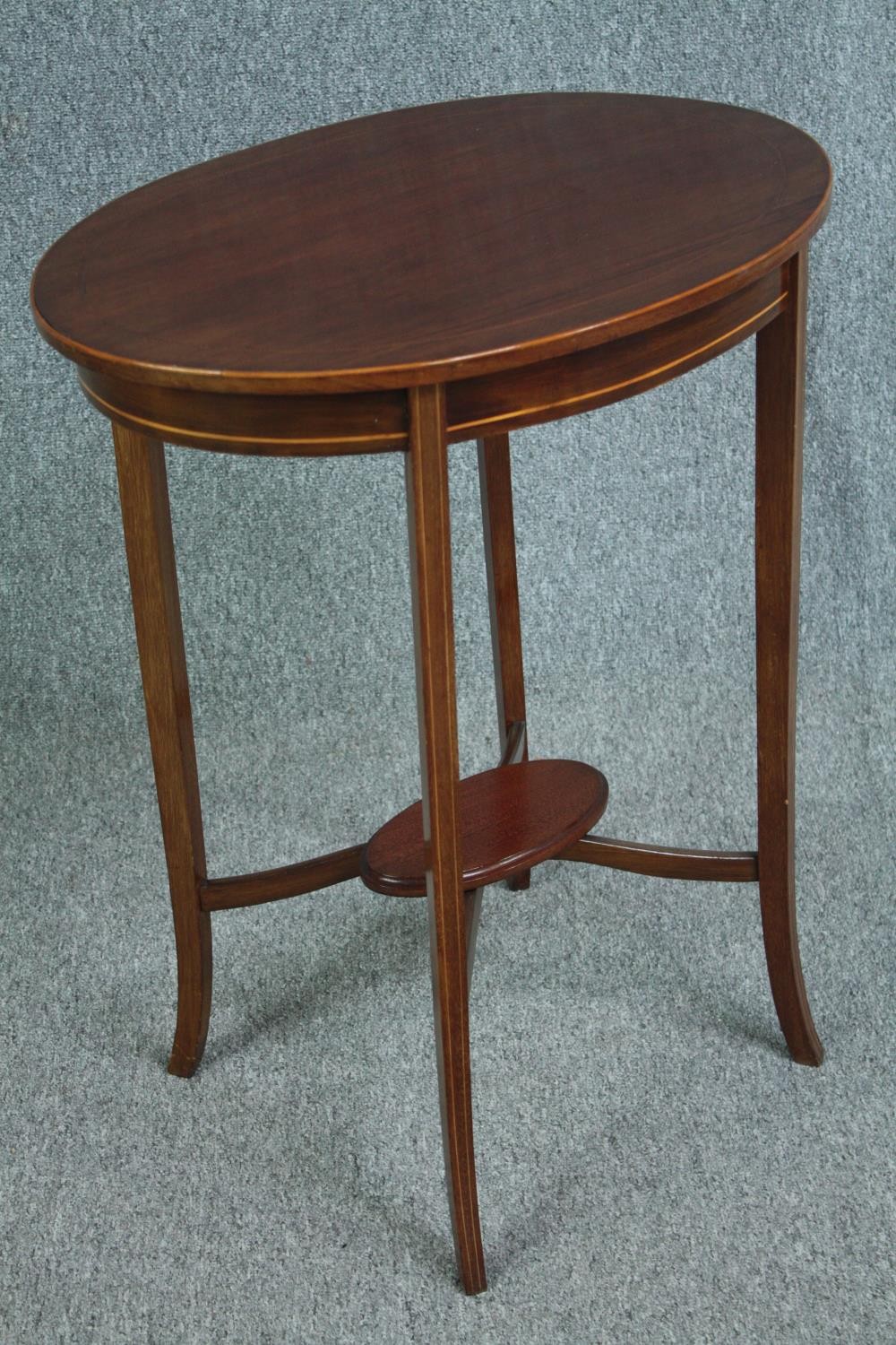 Occasional table, Edwardian mahogany with satinwood inlay. H.73 W.60 D.43cm. - Image 3 of 5