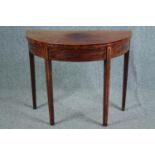 Tea table, Georgian flame mahogany with satinwood inlay. H.73 Dia.91cm. (extended)