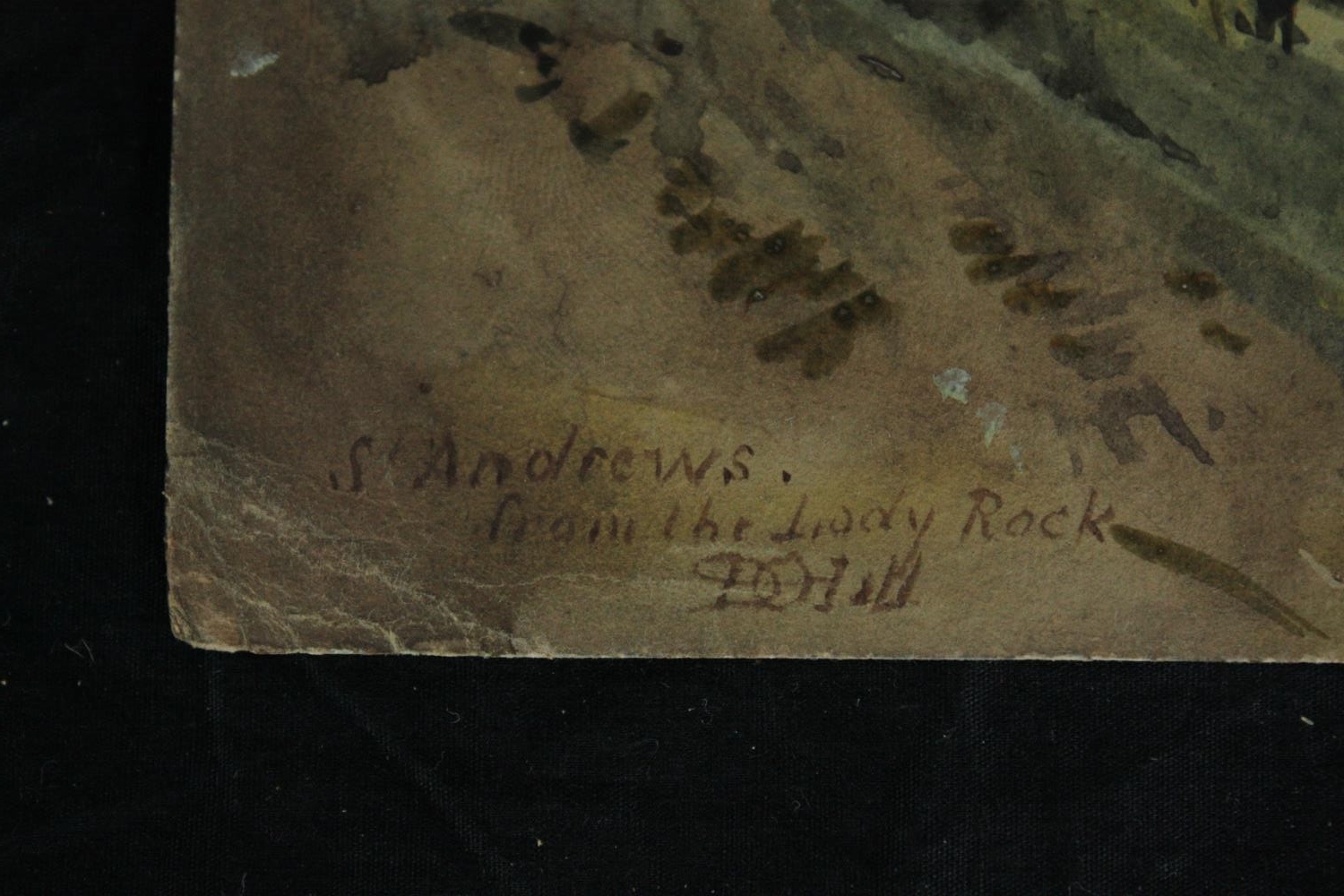 Watercolour. Titled St. Andrews, from the Lady Rock. Signed indistinctly with initials. H.26 W.36 - Image 3 of 4