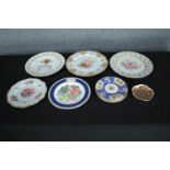 A collection of porcelain including Limoges and Royal Worcester. Dia.28cm. (largest)