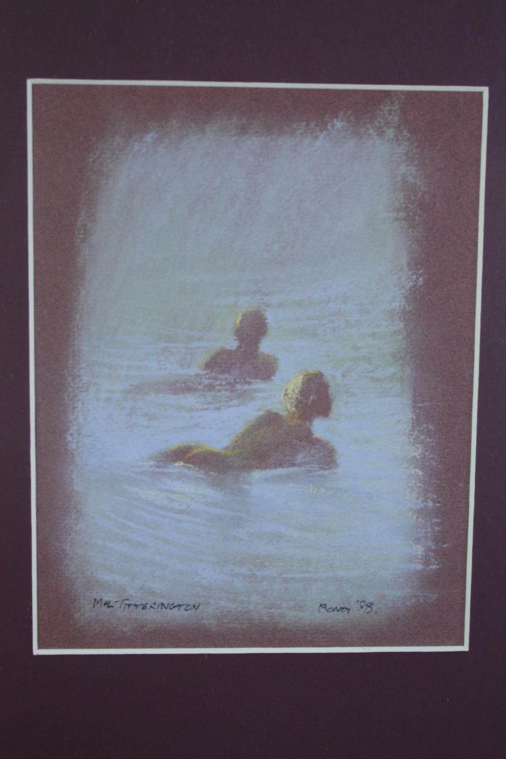 Pastels on paper. Surfing. Signed 'Mal Titterington'. Framed. H.36 W.80 cm. - Image 2 of 9