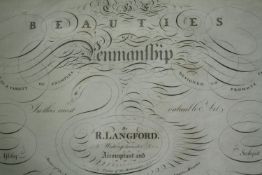 Typography interest. The title page from Langford's 'The Beauties of Penmanship'. Circa 1780.