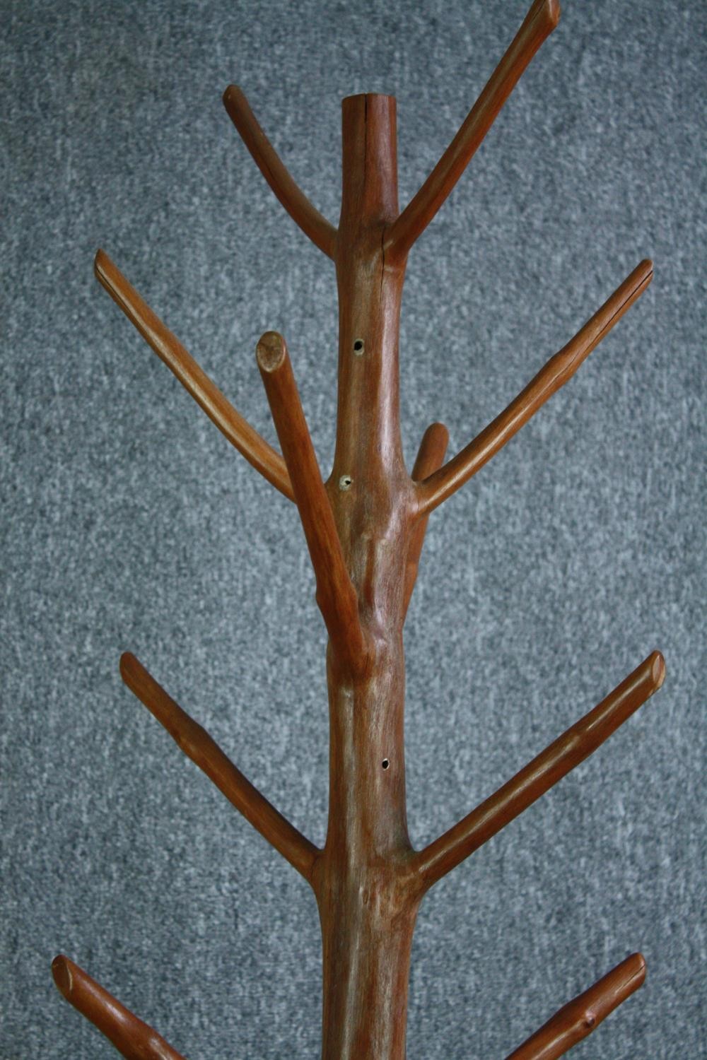 A hall coat and hatstand cut from a hardwood branch. Lacquered finish. H.205cm. - Image 2 of 4