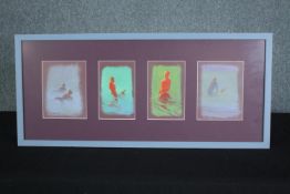 Pastels on paper. Surfing. Signed 'Mal Titterington'. Framed. H.36 W.80 cm.