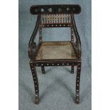 Armchair, early 19th century Anglo-Indian with painted decoration. H.84cm.