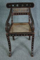 Armchair, early 19th century Anglo-Indian with painted decoration. H.84cm.