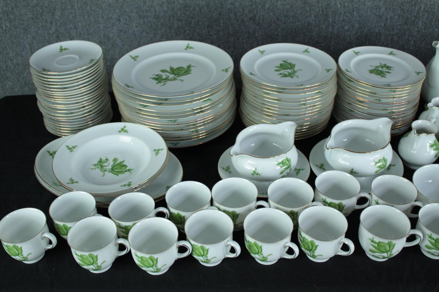 A large Konigl Pr Tettau tea set made up of two teapots, a coffee pot, sugar bowls, creamers, side - Image 2 of 15