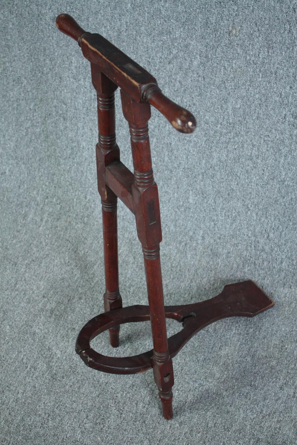A 19th century mahogany free standing boot jack. H.86cm. - Image 2 of 3