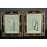 A pair of nineteenth century classical engravings in decorative modern frames finished in gilt. H.57