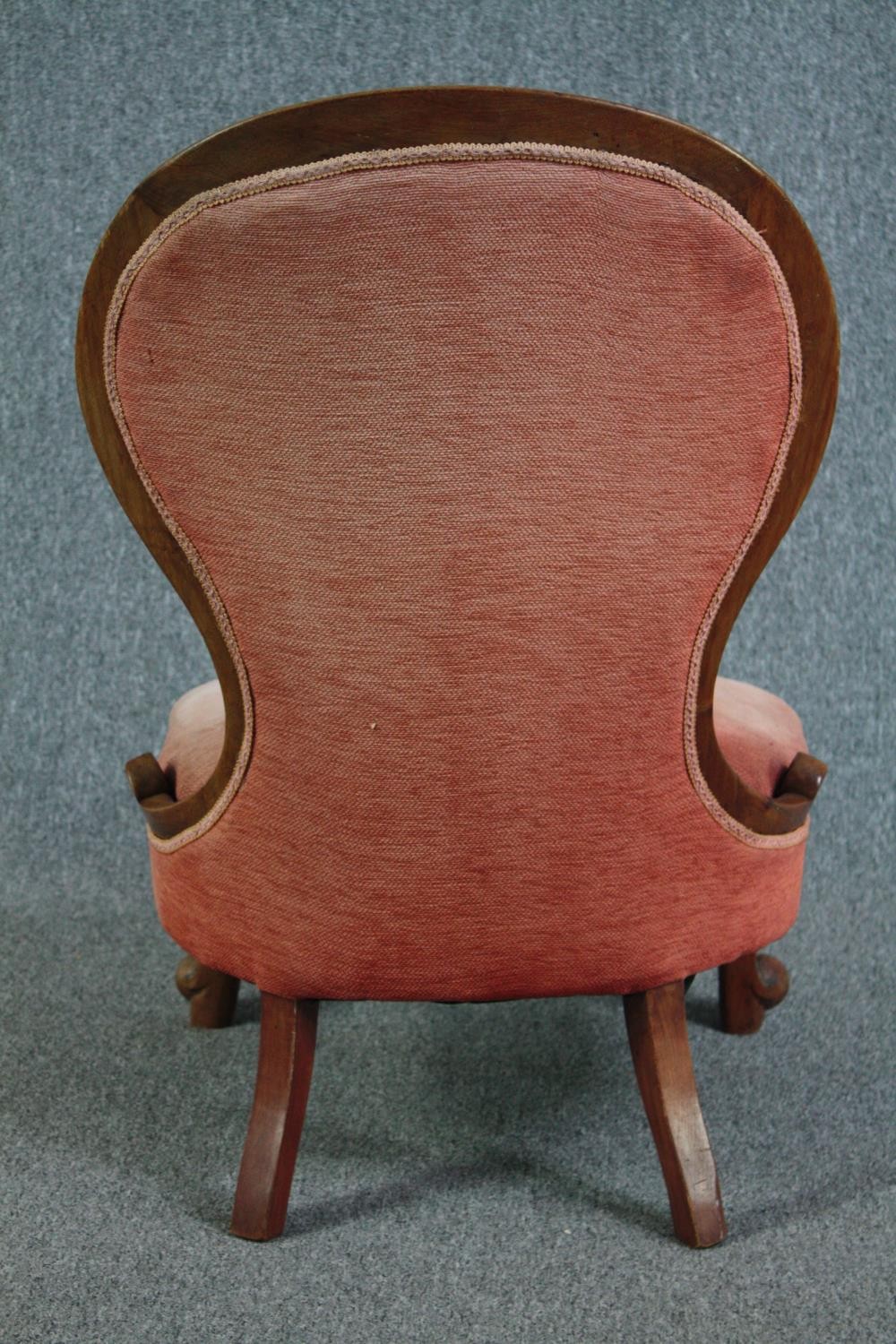 Nursing chair, Victorian walnut, reupholstered. H.89cm. - Image 5 of 6