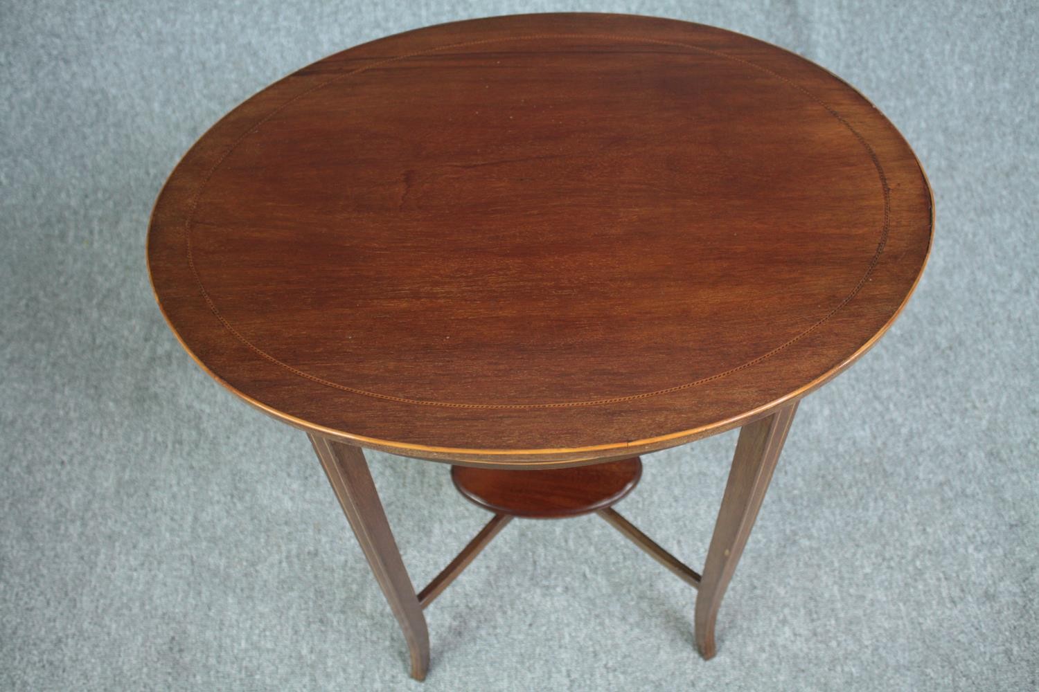 Occasional table, Edwardian mahogany with satinwood inlay. H.73 W.60 D.43cm. - Image 5 of 5