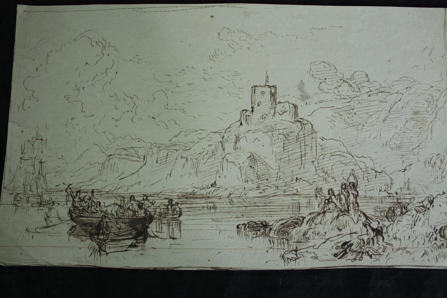 Four nineteenth century drawings. Ink and pencil on paper. Landscapes but also includes a picture of - Image 5 of 6