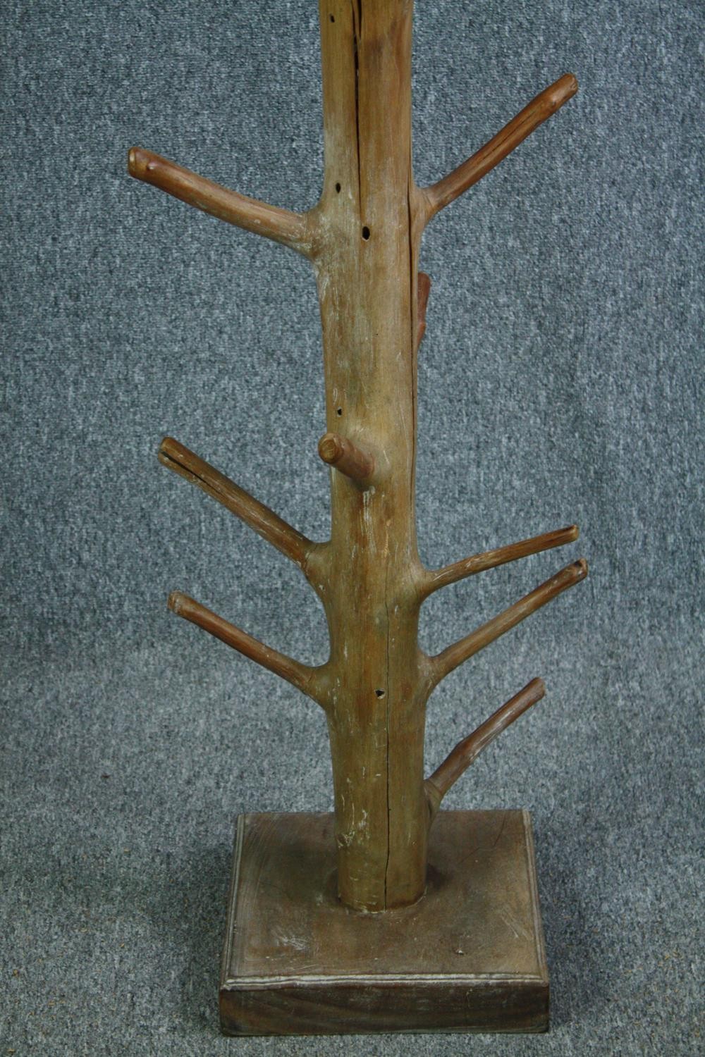 A hall coat and hatstand cut from a hardwood branch. Lacquered finish. H.202cm. - Image 3 of 4