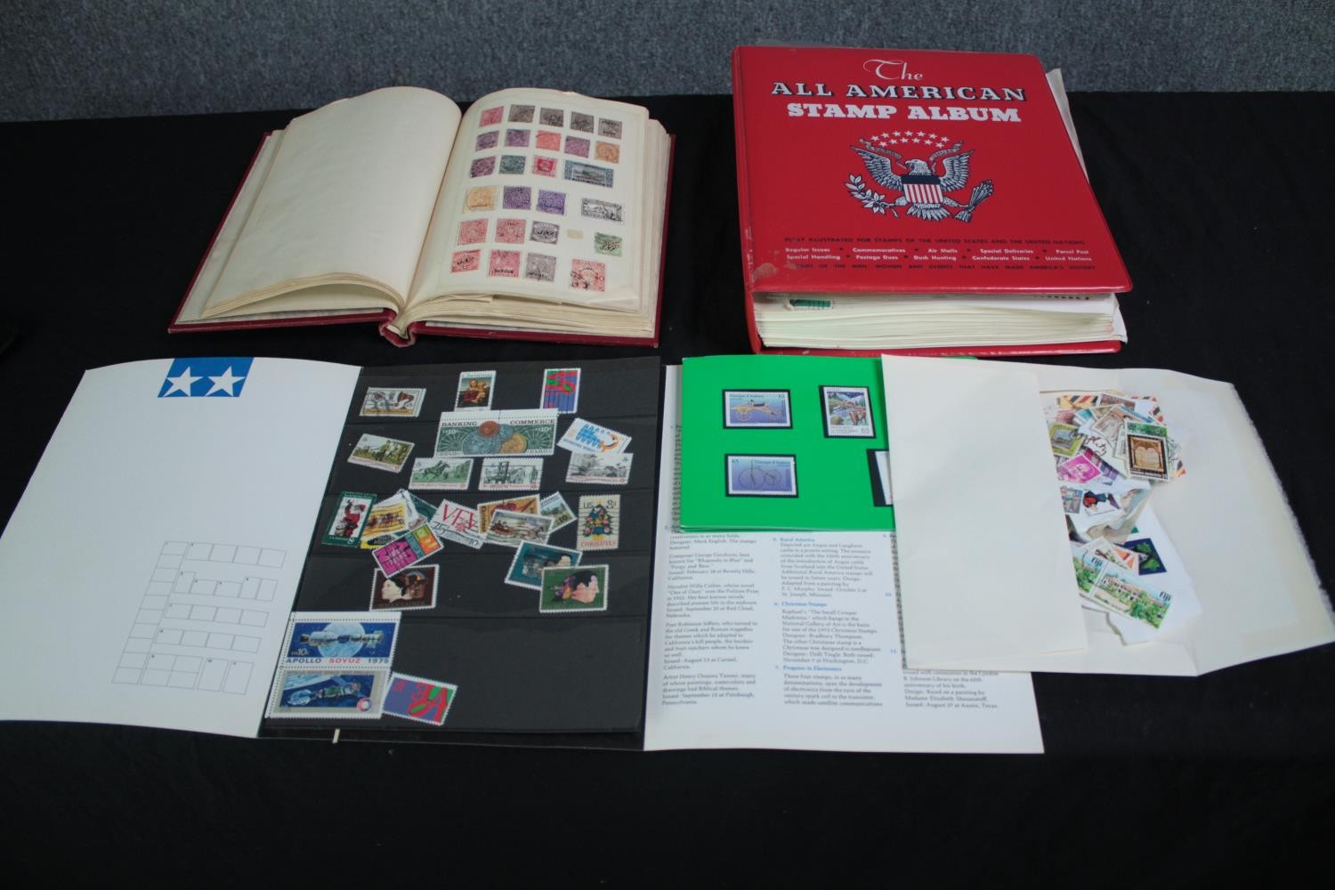 An extensive collection of world stamps to include used and mint stamps. H.30 W.25cm. (largest)