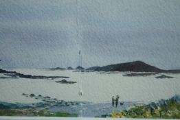 Watercolour. Scilly Isles. Signed on the back 'L. M. Minter' and from the 'Hurlingham Club Members