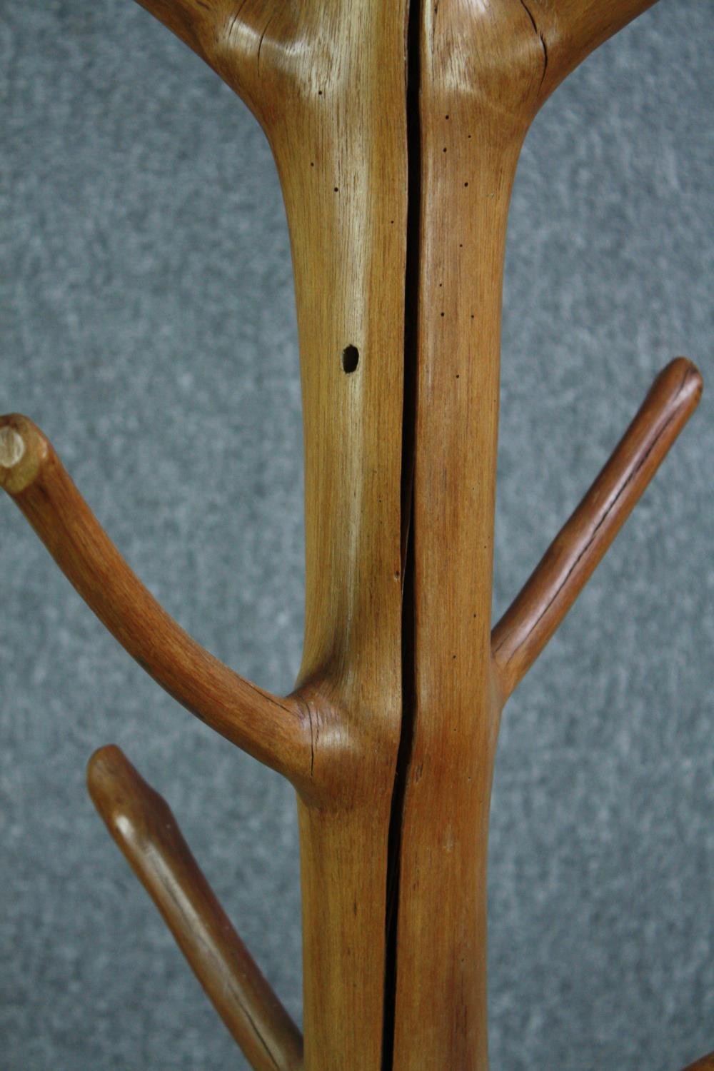 A hall coat and hatstand cut from a hardwood branch. Lacquered finish. H.202cm. - Image 4 of 4