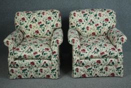 A pair of contemporary armchairs. H.80 W.84cm. (each)