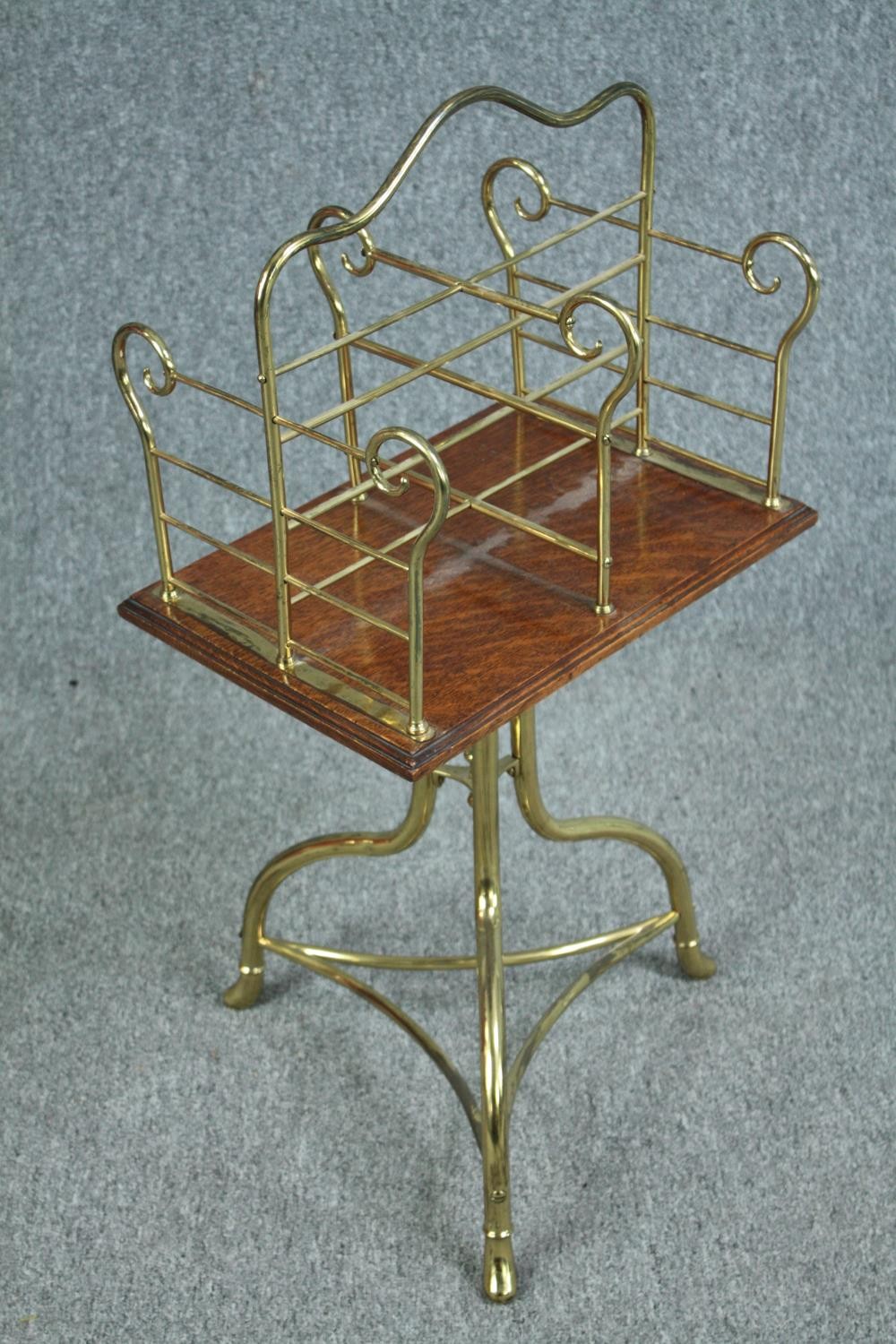 Revolving bookcase, late 19th century brass and oak. H.84 W.40 D.29cm. - Image 2 of 4