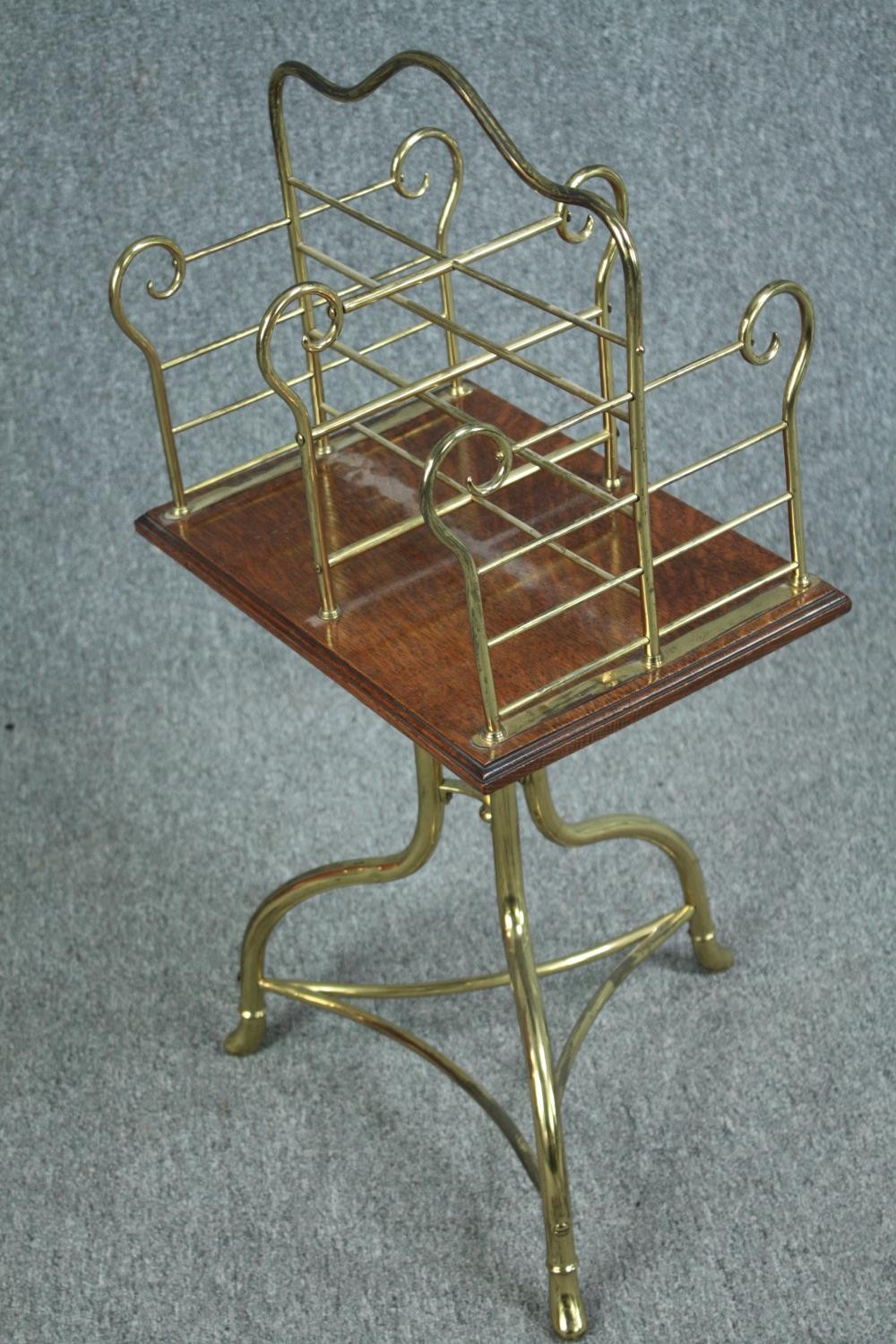 Revolving bookcase, late 19th century brass and oak. H.84 W.40 D.29cm. - Image 3 of 4