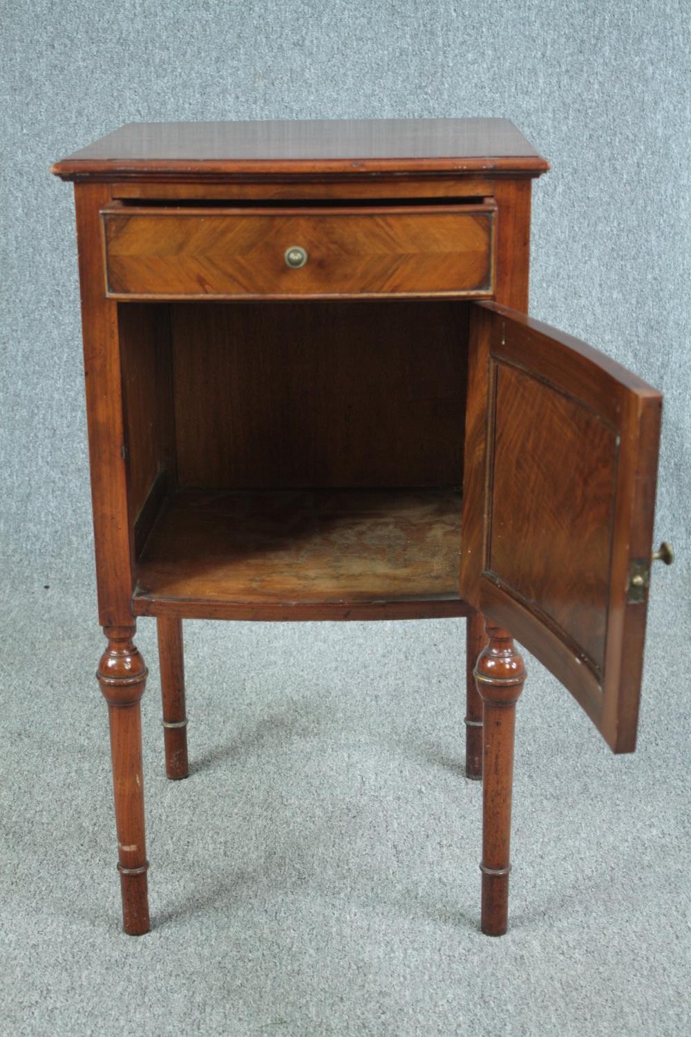 Side cabinet, C.1900 Continental quarter veneered figured walnut. H.77 W.43 D.42cm. - Image 4 of 4