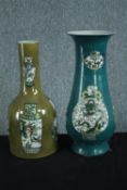 Two Chinese vases. Signed on the base with the artist's seal and decorated with Chinese porcelain