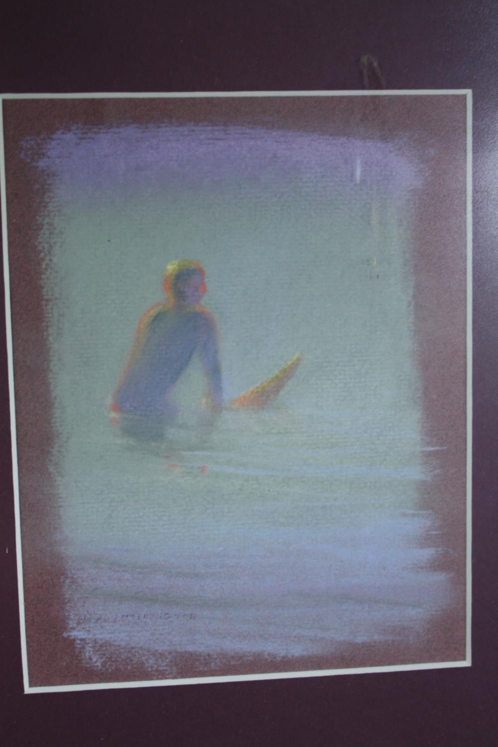 Pastels on paper. Surfing. Signed 'Mal Titterington'. Framed. H.36 W.80 cm. - Image 5 of 9