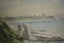 Watercolour. Titled St. Andrews, from the Lady Rock. Signed indistinctly with initials. H.26 W.36
