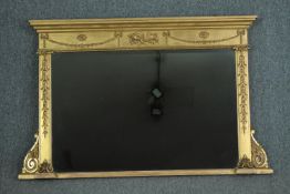 Overmantel mirror, early 19th century Adam style with original bevelled plate. H.74 W.120cm.