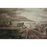 A nineteenth century watercolour. A well detailed and finished image with the harbour reflected in