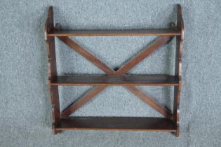 Hanging shelves, 19th century stained pine. H.73 W.66cm.