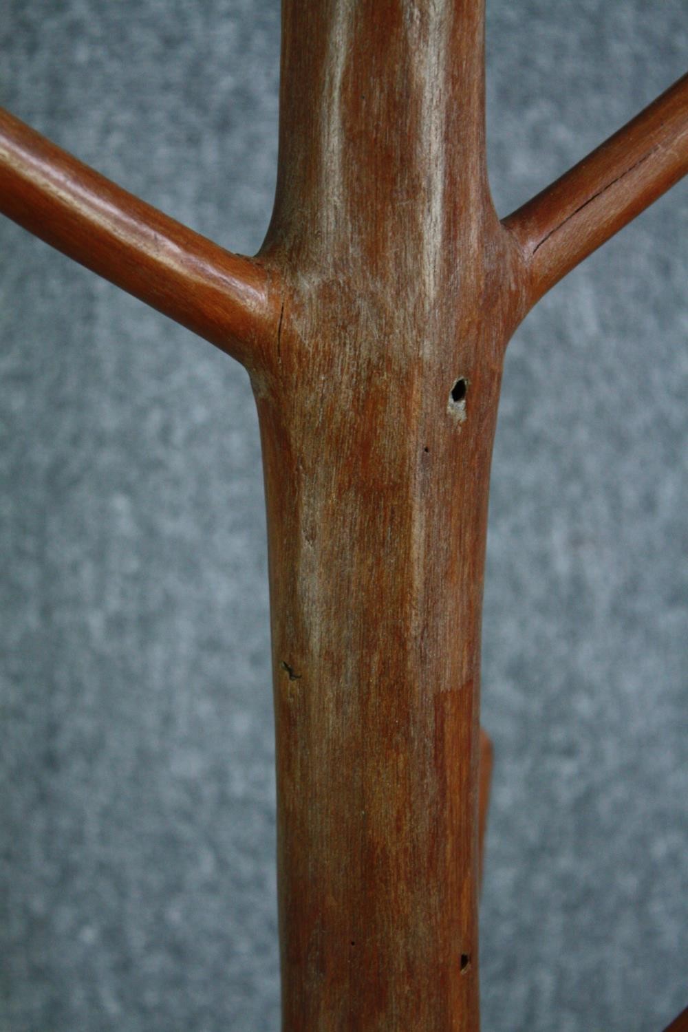 A hall coat and hatstand cut from a hardwood branch. Lacquered finish. H.205cm. - Image 4 of 4