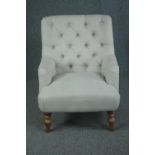 Armchair, contemporary upholstered in 19th century style.