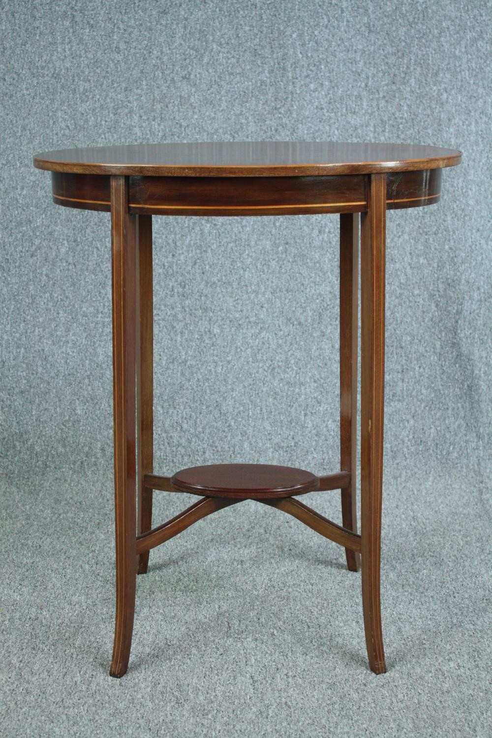 Occasional table, Edwardian mahogany with satinwood inlay. H.73 W.60 D.43cm. - Image 2 of 5