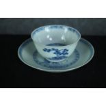 An original Nanking Cargo tea bowl & saucer. 1752. With a Christie’s auction label on the base of