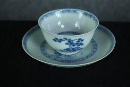 An original Nanking Cargo tea bowl & saucer. 1752. With a Christie’s auction label on the base of