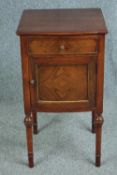 Side cabinet, C.1900 Continental quarter veneered figured walnut. H.77 W.43 D.42cm.