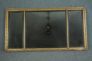 Wall or overmantel mirror, early 19th century giltwood and gesso with original triple plates. H.70