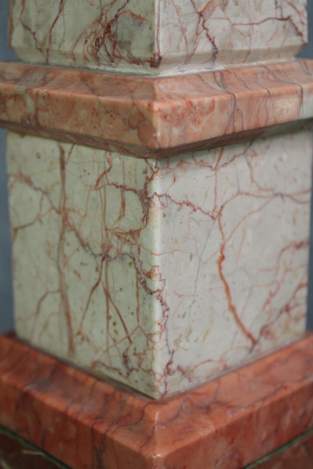 A large vintage obelisk in rouge marble. H.49cm. - Image 3 of 4