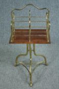 Revolving bookcase, late 19th century brass and oak. H.84 W.40 D.29cm.