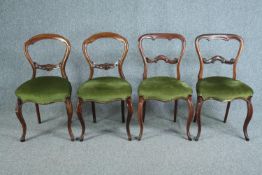 Dining chairs, two pairs Victorian mahogany.