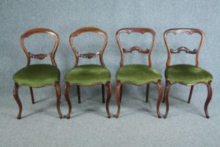 Dining chairs, two pairs Victorian mahogany.