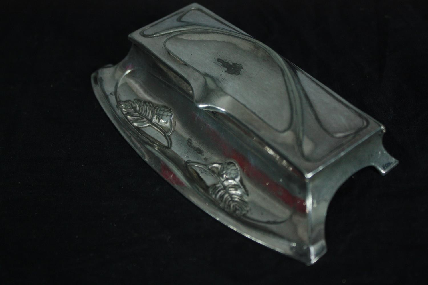 An Art Nouveau WMF silver plated pine cone design lidded stamp box. Impressed stamp to base, EP, as. - Image 4 of 6