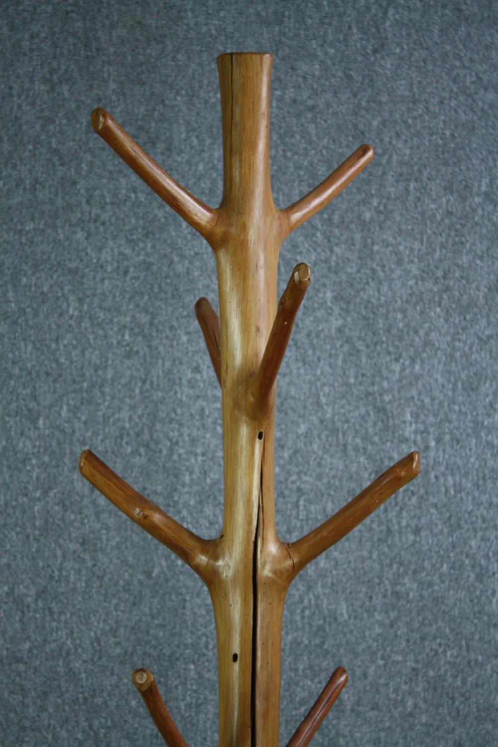 A hall coat and hatstand cut from a hardwood branch. Lacquered finish. H.202cm. - Image 2 of 4