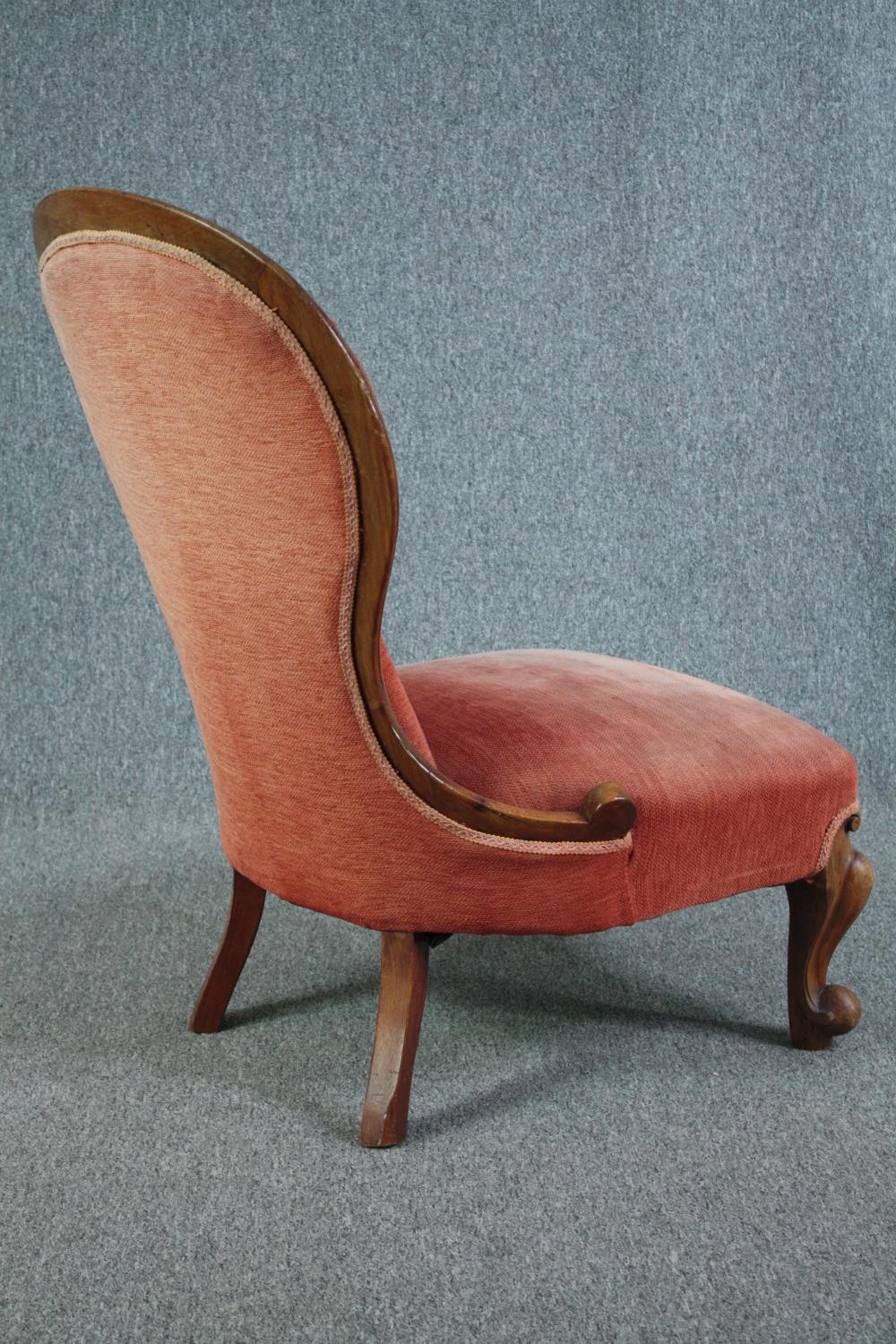 Nursing chair, Victorian walnut, reupholstered. H.89cm. - Image 4 of 6