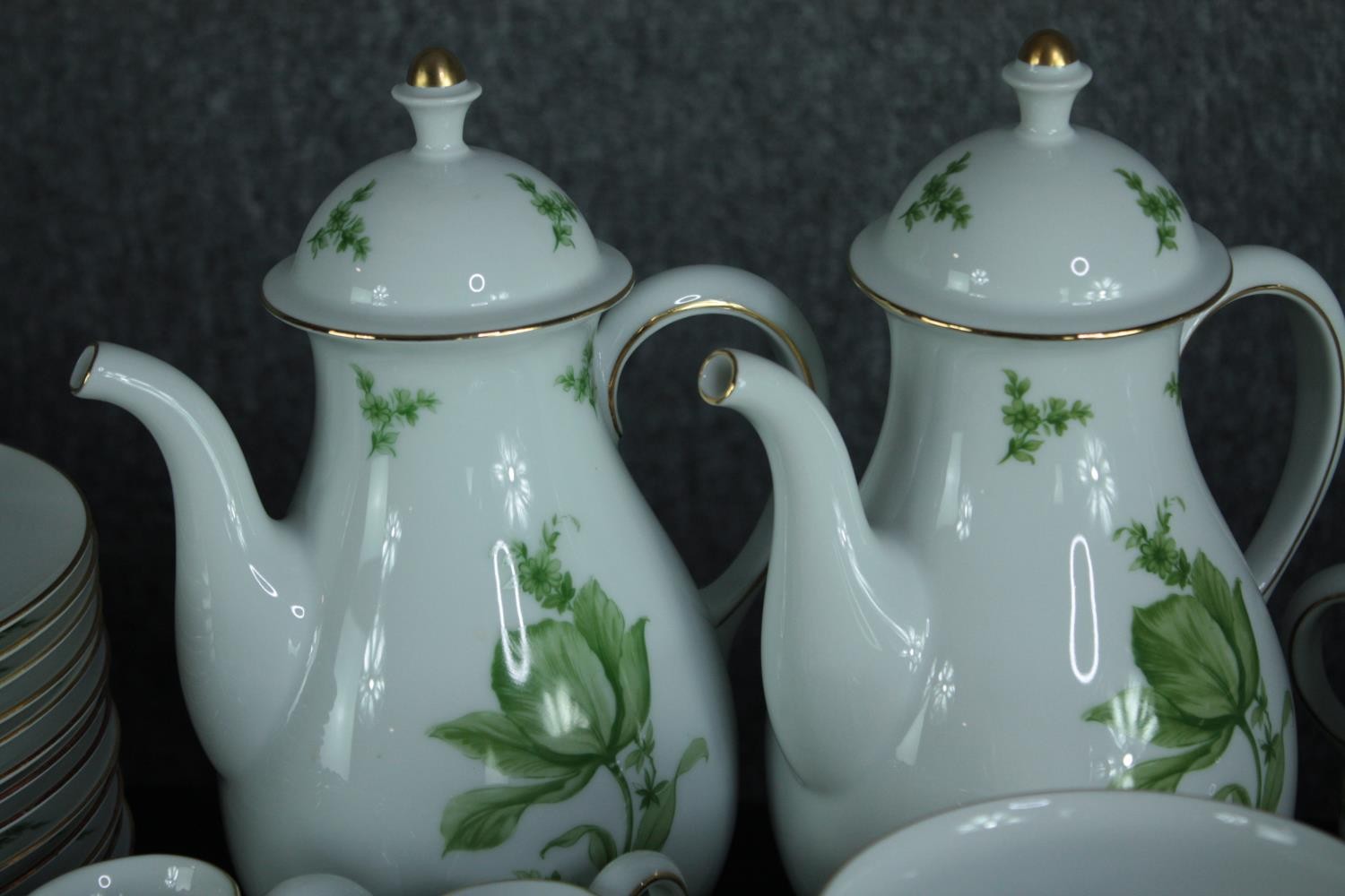 A large Konigl Pr Tettau tea set made up of two teapots, a coffee pot, sugar bowls, creamers, side - Image 6 of 15